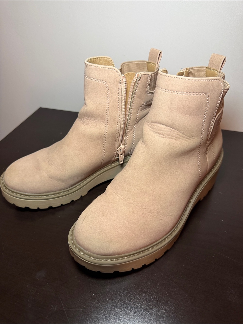 Sonoma Girls Neutral Tan Chelsea Zip Ankle Boots